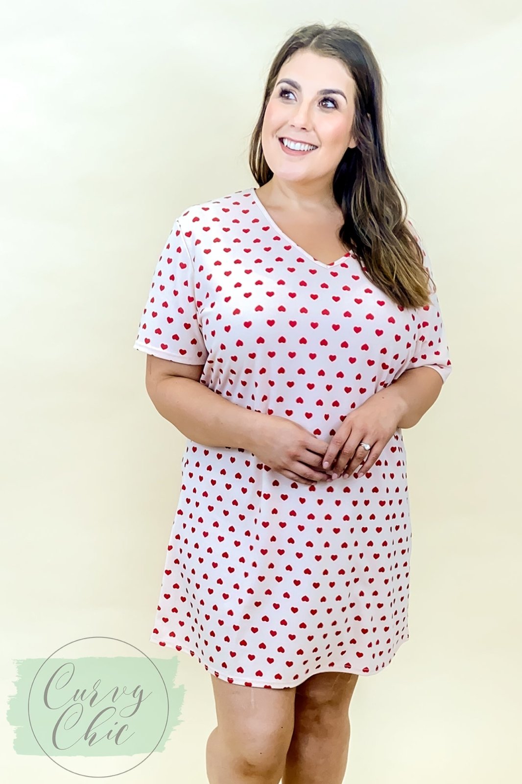 Plus size Heart print nightie - Curvy Chic Boutique