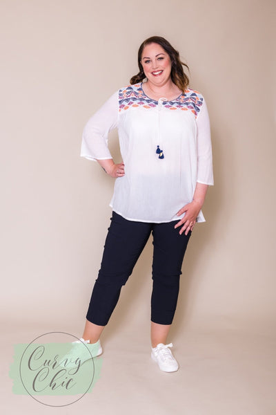 Plus Size Stretch Cropped Trousers in Navy or Black - Curvy Chic Boutique