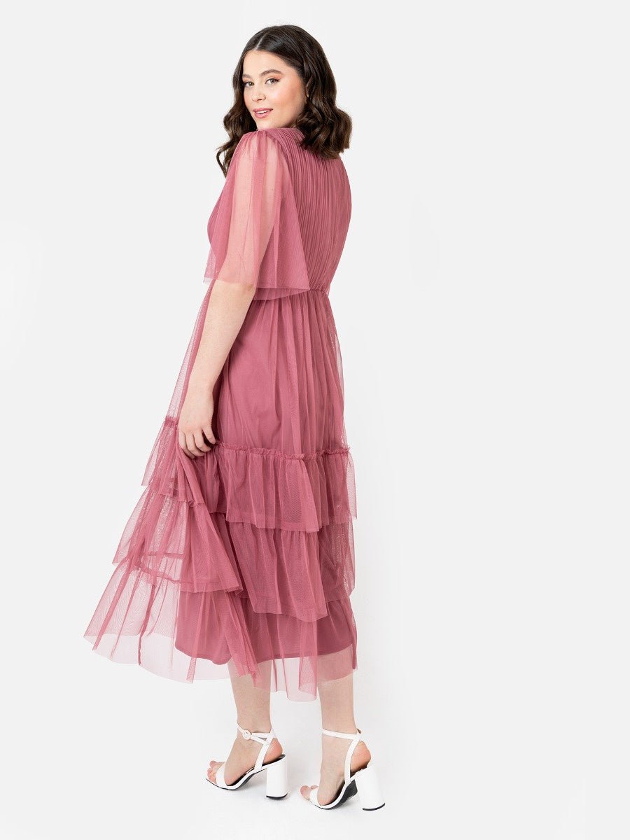 Recycled Curve Desert Rose Faux Wrap Pleated Midaxi Dress | Anaya With Love - Curvy Chic Boutique