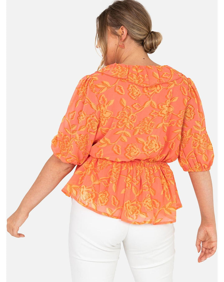 Recycled Floral Print Blouse With Ruffle Detail | Anaya With Love - Curvy Chic Boutique