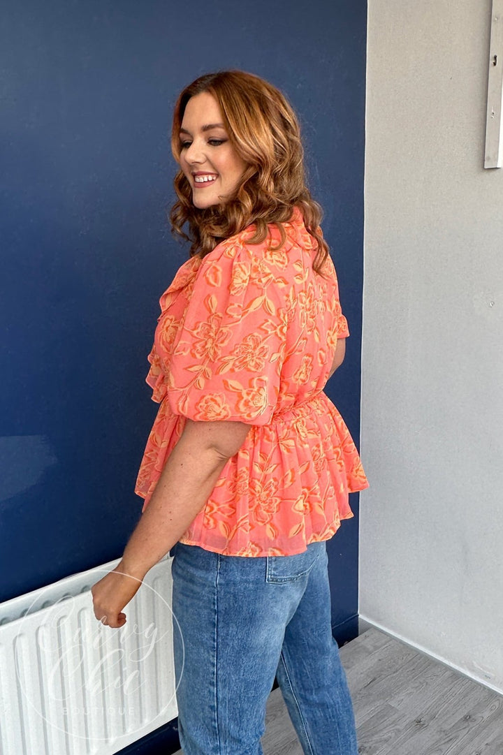 Recycled Floral Print Blouse With Ruffle Detail | Anaya With Love - Curvy Chic Boutique