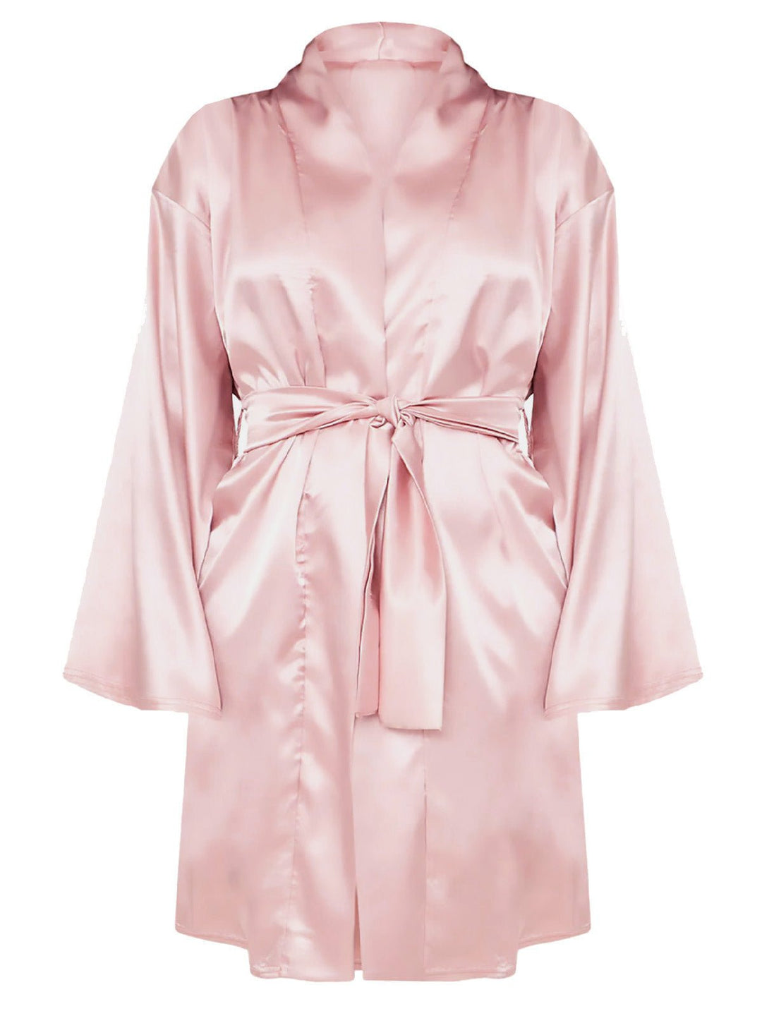 Rose Gold Pink Satin Belted Robe - Curvy Chic Boutique