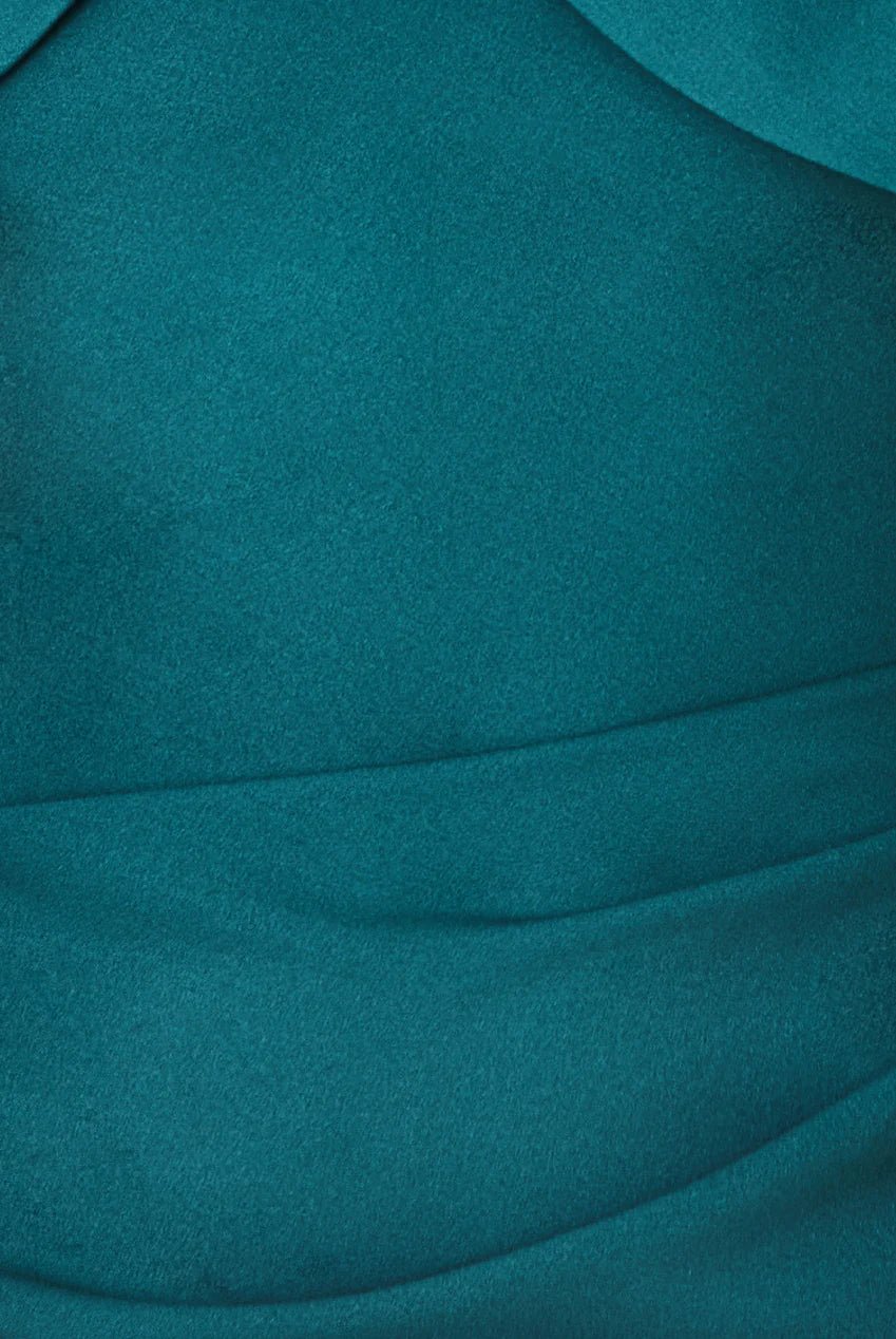 Scuba Crepe Pleated Bardot Plus Size Midi Dress in Blush or Emerald - Curvy Chic Boutique