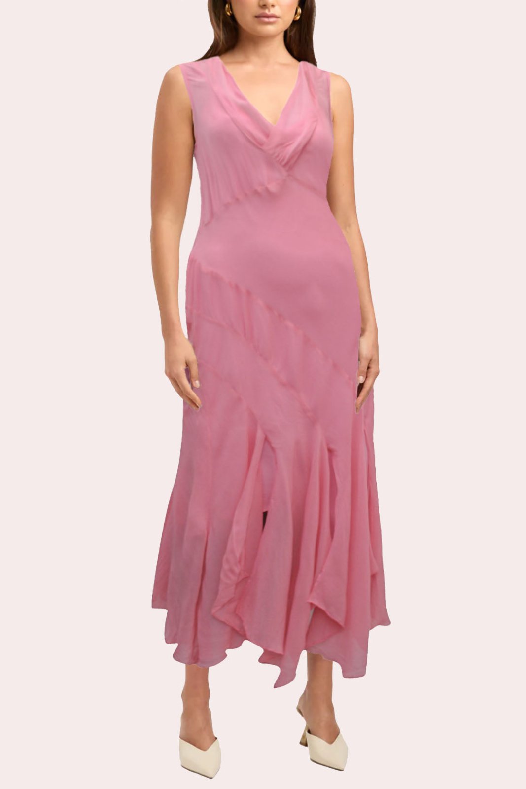 Together Pink Plus Size Sleeveless Asymmetric Ruffle Dress - Curvy Chic Boutique