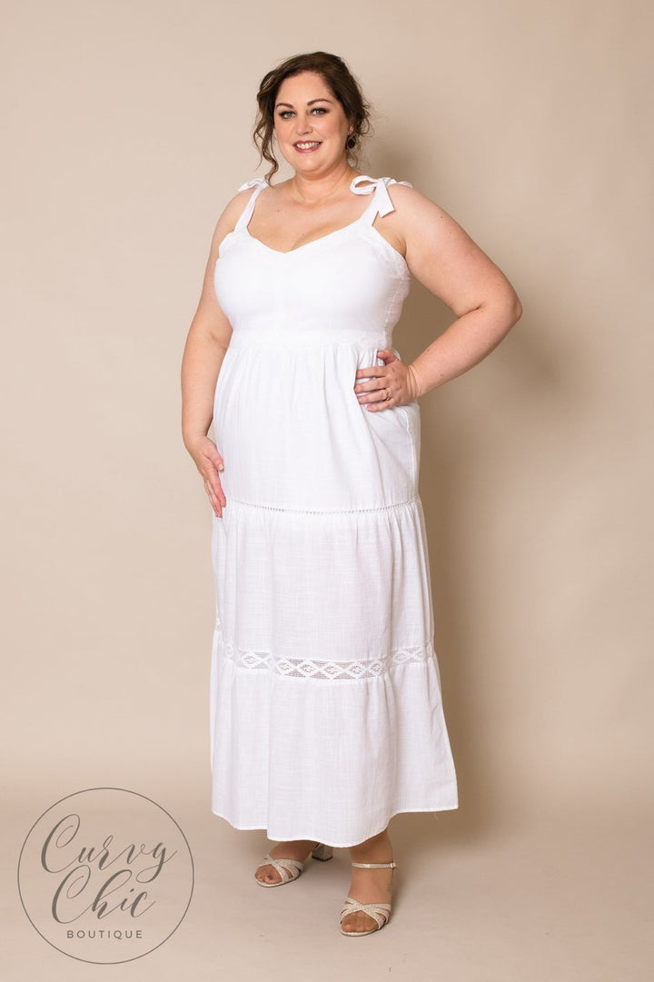 White Cotton Plus Size Dress - Curvy Chic Boutique