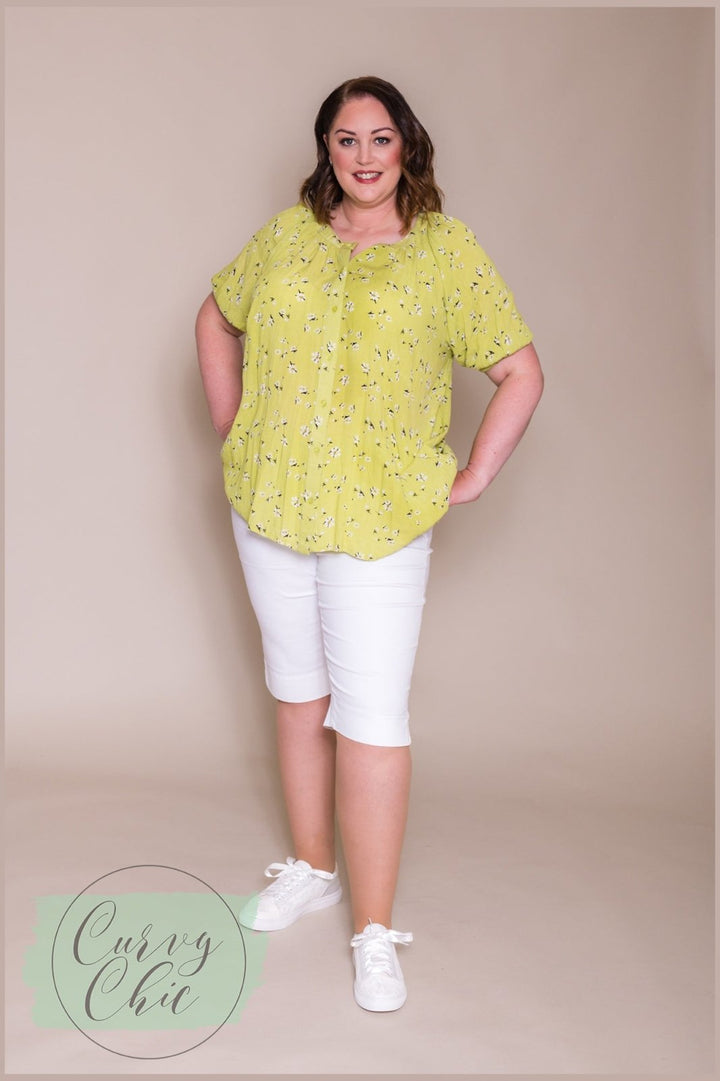 White Plus Size Stretch Long Shorts - Curvy Chic Boutique