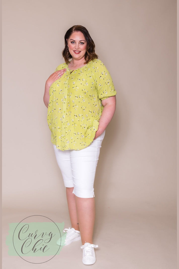 White Plus Size Stretch Long Shorts - Curvy Chic Boutique